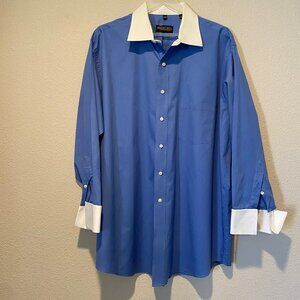 Donald J.‎ Trump Signature Collection Blue French Cuff Dress Shirt 18 32/33 Big